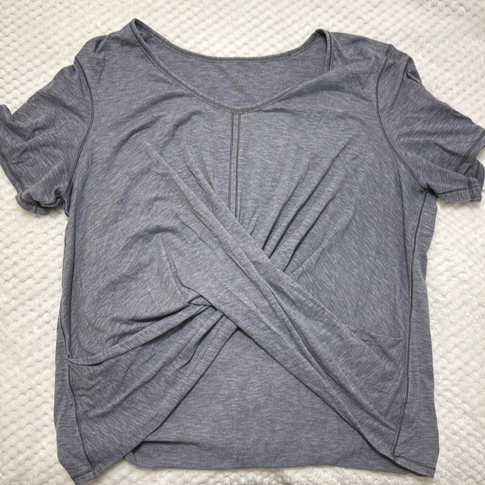 Lululemon grey crisscross crop top, size 8-10
